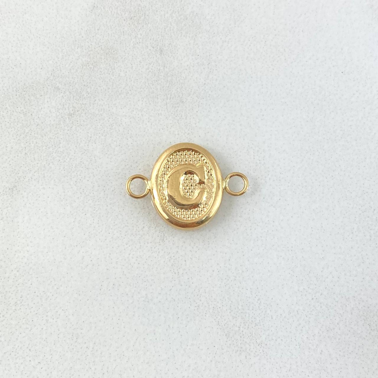 Herraje Letra C 0.4gr / 1.6cm / Ovalado Texturizado Oro Amarillo 18K