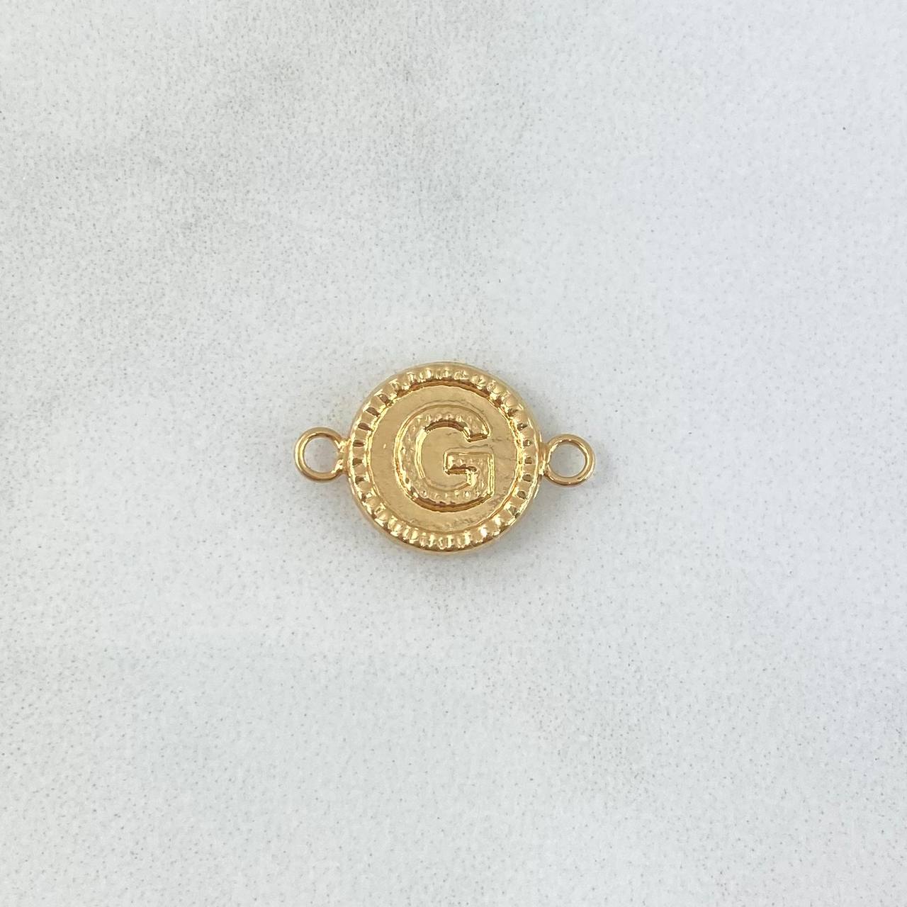Herraje Letra G 0.45gr / 1.5cm / Circulo Bordeado Oro Amarillo 18K