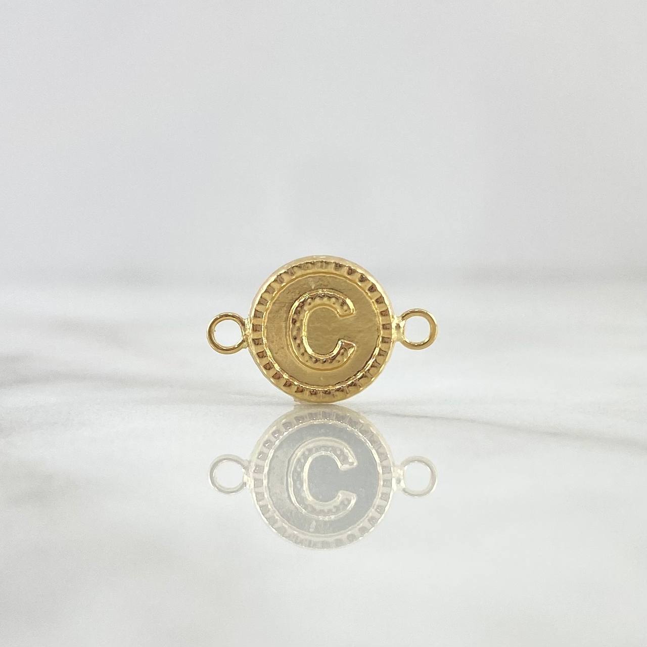 Herraje Letra C 0.5gr / 1.6cm / Circulo Bordeado Oro Amarillo 18K