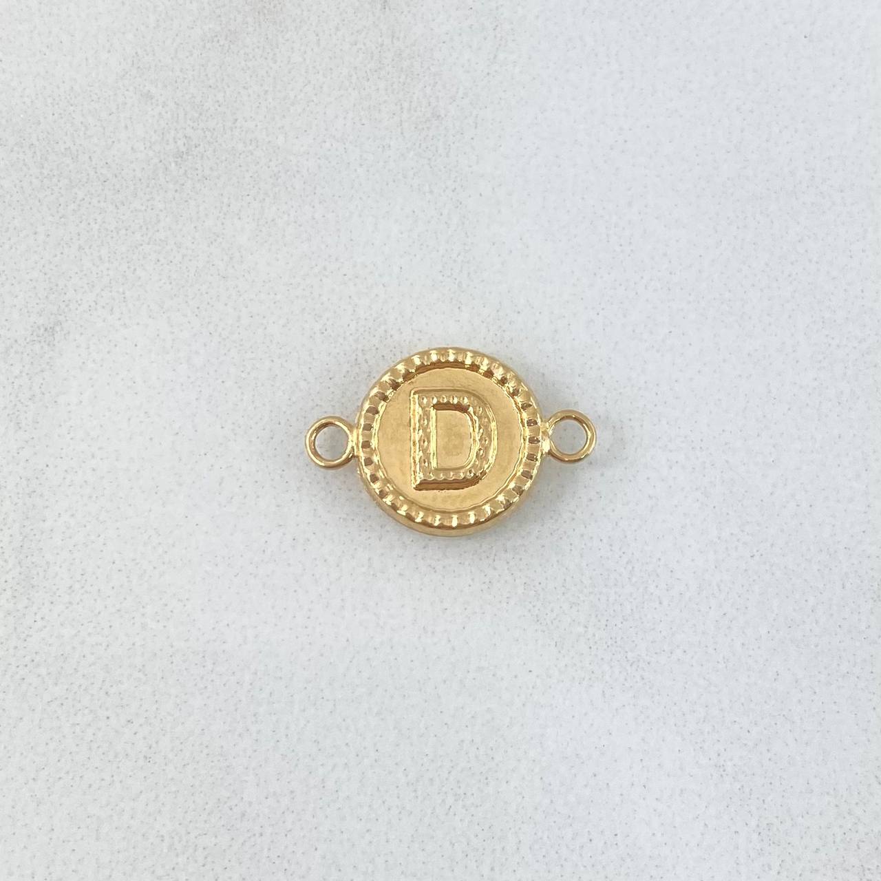 Herraje Letra D 0.55gr / 1.6cm / Circulo Bordeado Oro Amarillo 18K