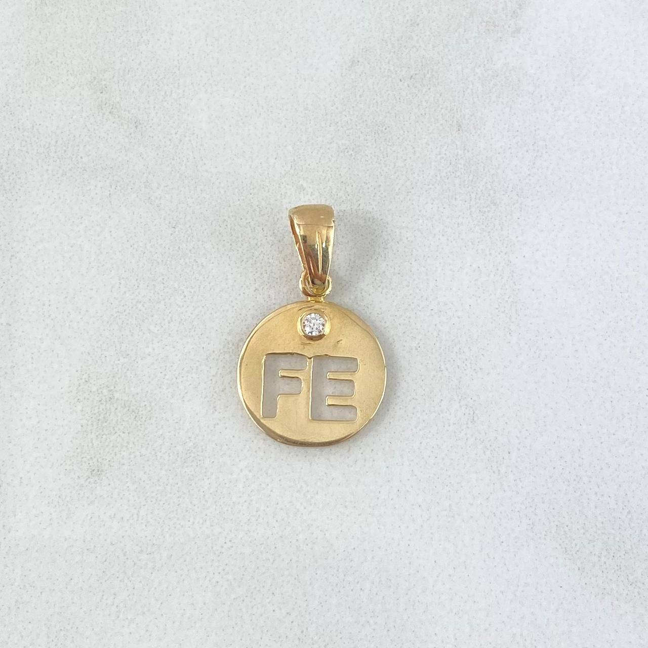Dije FE 0.55gr / 1.4cm / Circon Blanco Oro Amarillo