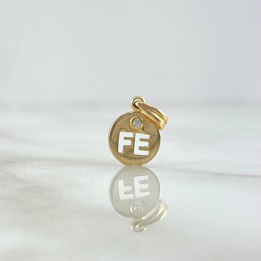 Dije FE 0.55gr / 1.4cm / Circon Blanco Oro Amarillo