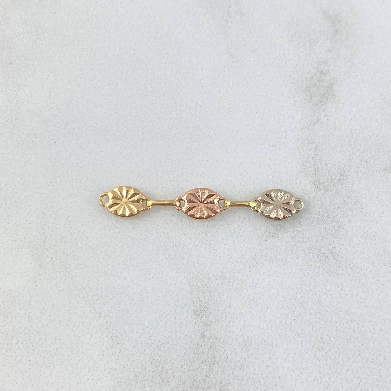 Herraje Retazo Rustico Ovalo Diamantado 0.4gr / 2.8cm / 4.5mm Tres Oros 18K