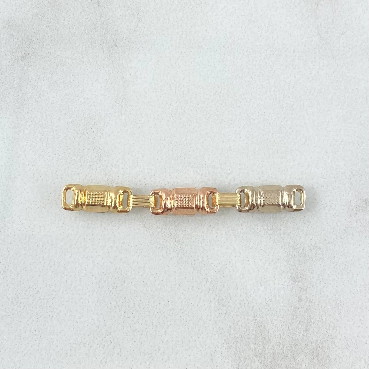 Herraje Retazo Rustico Barril Texturizado 0.75gr / 3.6cm / Tres Oros 18K