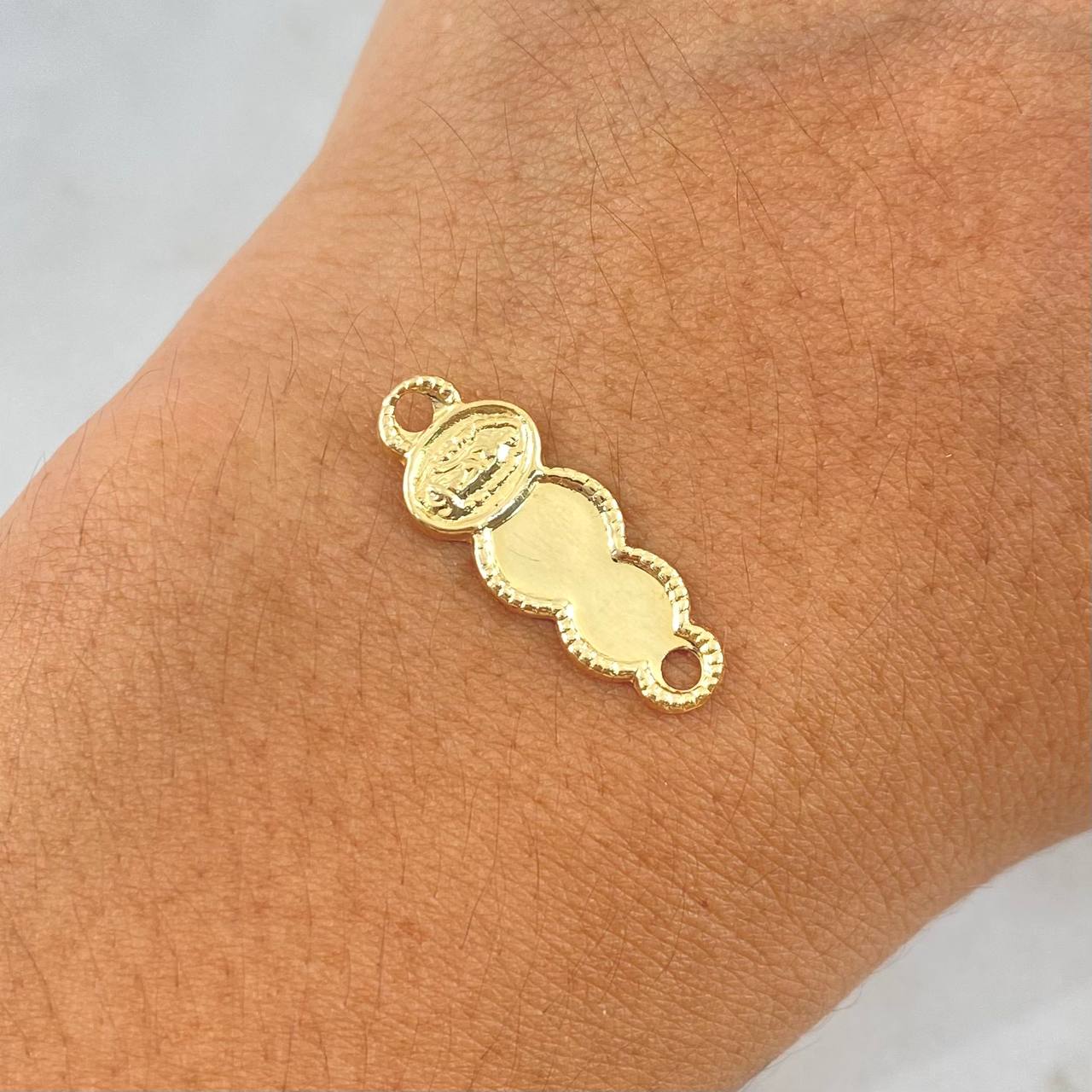 Herraje Placa Nube 0.55gr / 2.2cm / Virgen Milagrosa Ovalada Oro Amarillo 18K