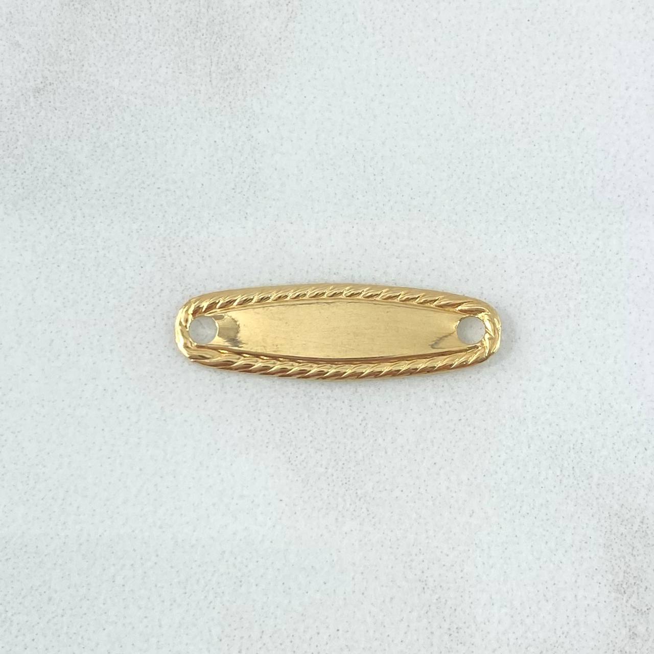 Herraje Placa Ovalada 0.55gr / 2.2cm / Trenzada Oro Amarillo 18K