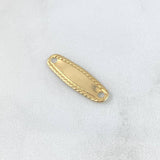 Herraje Placa Ovalada 0.55gr / 2.2cm / Trenzada Oro Amarillo 18K