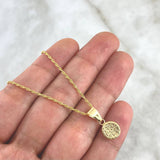 Cadena Lazo 0.9gr / 50cm / 1.2mm + Dije San Benito 0.5gr / 1.8cm / Troquelado Cargador Liso Oro Amarillo (Oferta)