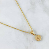 Cadena Lazo 0.9gr / 50cm / 1.2mm + Dije San Benito 0.5gr / 1.8cm / Troquelado Cargador Liso Oro Amarillo (Oferta)