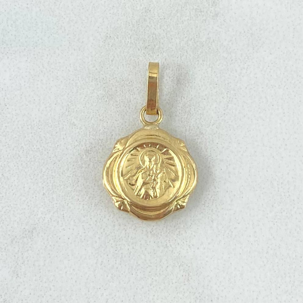 Dije Virgen Del Carmen 0.75gr / 2cm / Marco Floreado Oro Amarillo 18K