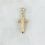 Dije Cruz Cristo 0.85gr / 2.8cm / Liso - Mate Oro Amarillo 18K