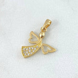 Dije Angel Silueta 1.1gr / 2cm / Circones Blancos Oro Amarillo 18K