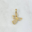 Dije Angel Silueta 1.1gr / 2cm / Circones Blancos Oro Amarillo 18K