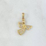Dije Angel Silueta 1.1gr / 2cm / Circones Blancos Oro Amarillo 18K