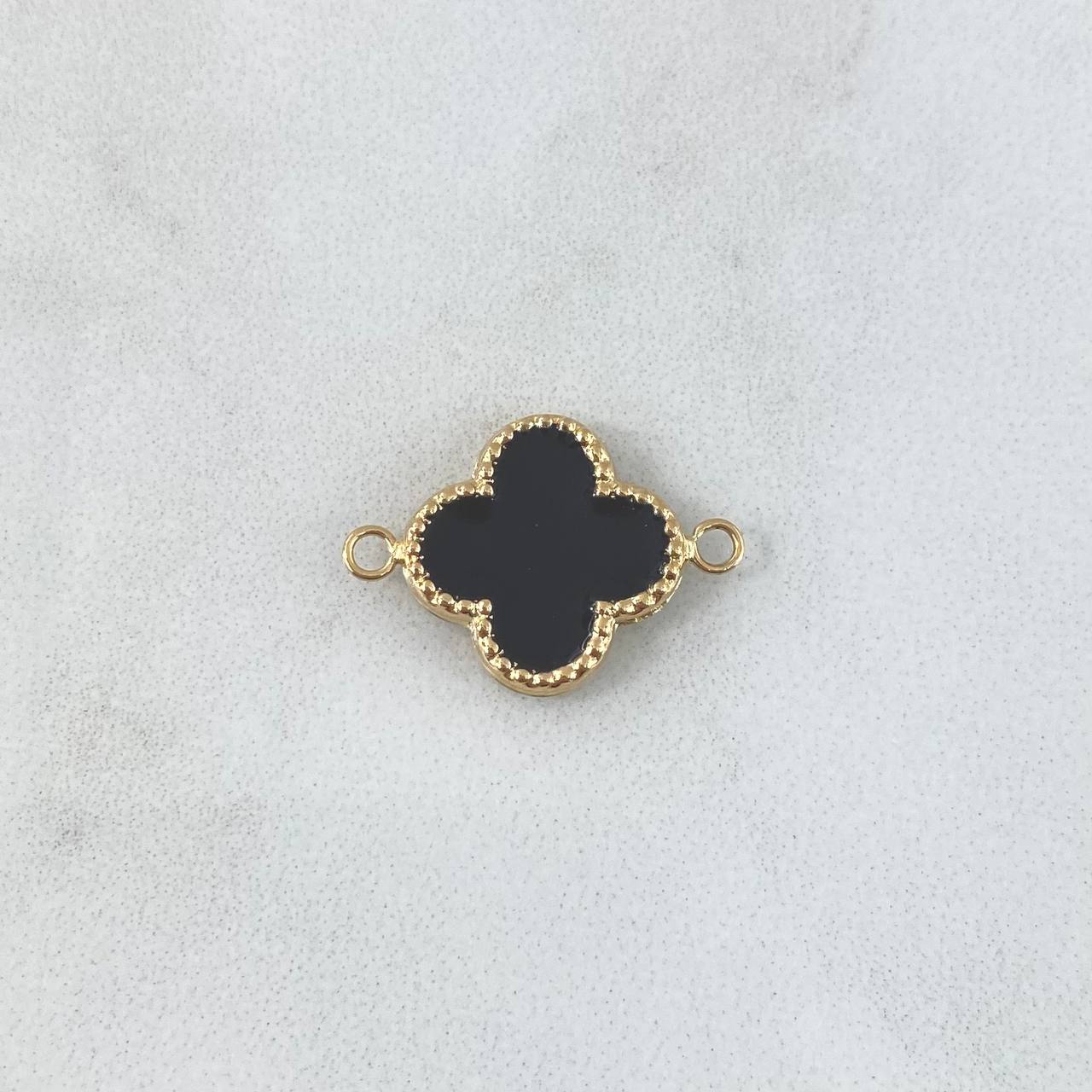 Herraje Trébol VCyA 0.95gr / 1.8cm / Negro Electrostático Punteado Oro Amarillo 18K ©