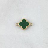 Herraje Trébol VCyA 0.65gr / 1.5cm / Verde Electrostático Punteado Oro Amarillo 18K ©