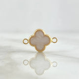 Herraje Trébol VCyA 0.65gr / 1.5cm / Blanco Perla Electrostático Punteado Oro Amarillo 18K ©