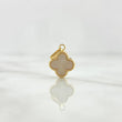 Dije Trébol VCyA 0.6gr / 1.6cm / 10mm Dorado Perla Electrostático Punteado Oro Amarillo 18K ©
