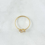 Anillo Trebol 1.25gr / T5 1/2 / Circones Blancos Oro Amarillo 18K *