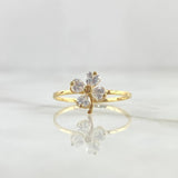 Anillo Trebol 1.25gr / T5 1/2 / Circones Blancos Oro Amarillo 18K *