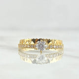Anillo Solitario Churumbela Corazones 1.7gr / T6 3/4 / Circones Blancos Oro Amarillo 18K *