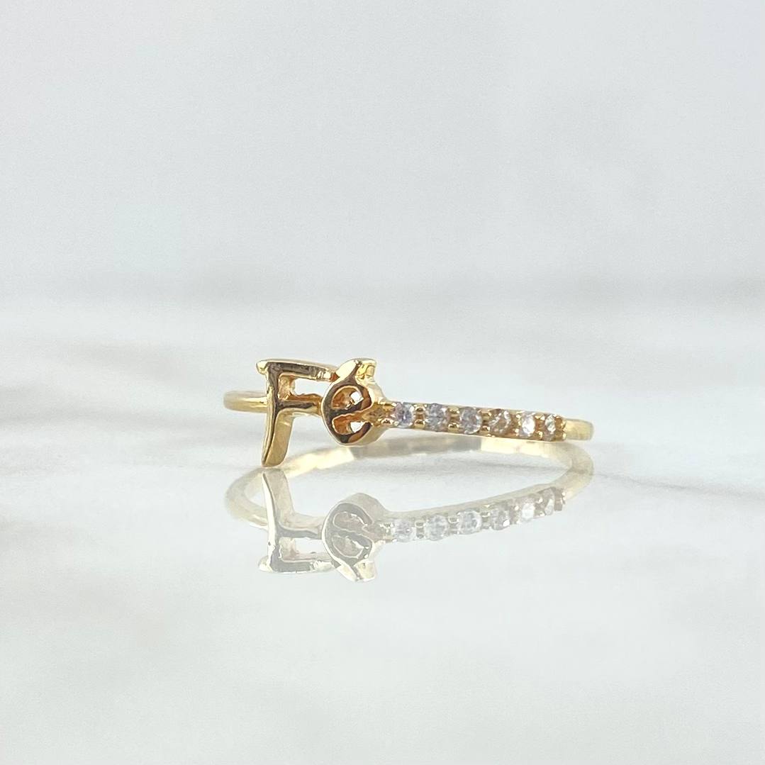 Anillo Linea FE 1.25gr / T6 1/4 / Circones Blancos Oro Amarillo 18K  ©
