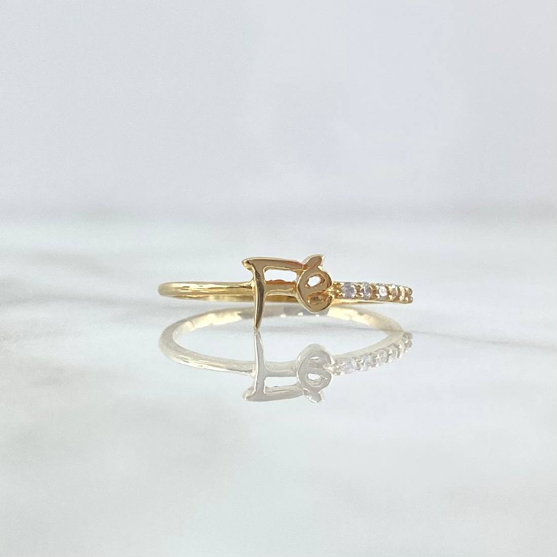 Anillo Linea Fe 1.25gr / T7 / Circones Blancos Oro Amarillo 18K