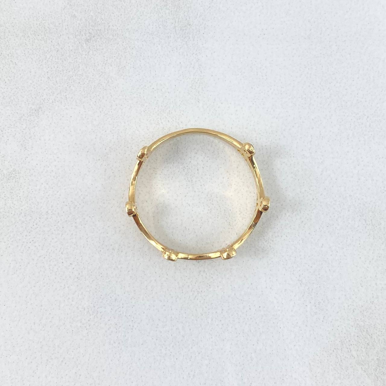 Anillo Corona Puente 1.65gr / T5 3/4 / Circones Blancos Oro Amarillo 18K *
