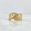 Anillo Abrazo Hojas 3.8gr / T6 1/4 / Circones Blancos Oro Amarillo 18K *