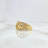 Anillo Abrazo Hojas 3.75gr / T7 1/2 / Circones Blancos Oro Amarillo 18K ©
