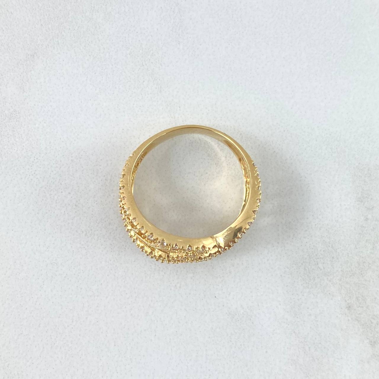 Anillo Abrazo Hojas 3.75gr / T7 1/2 / Circones Blancos Oro Amarillo 18K ©