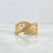 Anillo Abrazo Hojas 3.75gr / T7 1/2 / Circones Blancos Oro Amarillo 18K ©