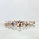 Pulsera Gris Casco de Espartano Tribal 6.55gr / 6mm Bolas Diamantadas - Circones Blancos - Negros Oro Rosa 18K ©