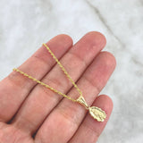 Cadena Lazo 1gr / 50cm / 1.2mm + Dije Virgen Guadalupe Silueta 0.45gr / 1.7cm Oro Amarillo 18K (Oferta)