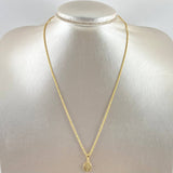 Set Cadena Lazo 0.9gr / 45cm / 1.2mm + Dije Virgen Milagrosa Ovalada 0.55gr / 1.6cm Oro Amarillo 18K (Oferta)