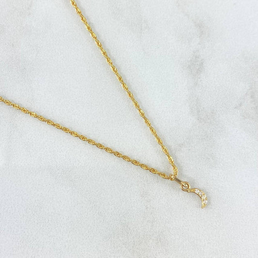Set Cadena Lazo 0.9gr / 45cm / 1.2mm + Dije Media Luna 0.2gr / 1.2cm Oro Amarillo 18K (Oferta)