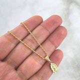 Set Cadena Lazo 1.1gr / 60cm / 1.2mm + Dije Virgen Guadalupe Silueta 0.55gr / 1.6cm Oro Amarillo 18K (Oferta) *