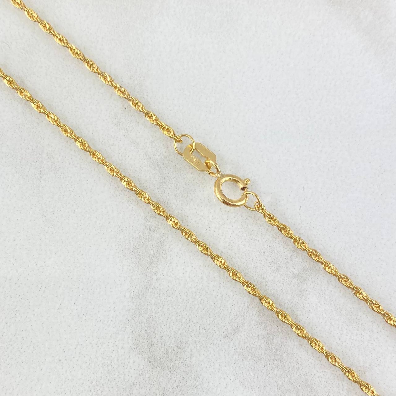 Set Cadena Lazo 1.1gr / 60cm / 1.2mm + Dije Virgen Guadalupe Silueta 0.55gr / 1.6cm Oro Amarillo 18K (Oferta) *