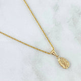 Set Cadena Lazo 1.1gr / 60cm / 1.2mm + Dije Virgen Guadalupe Silueta 0.55gr / 1.6cm Oro Amarillo 18K (Oferta) *