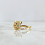 Anillo Rostro de Oso 2.7gr / T7 1/4 / Circones Blancos - Ojos Negros Oro Amarillo 18K