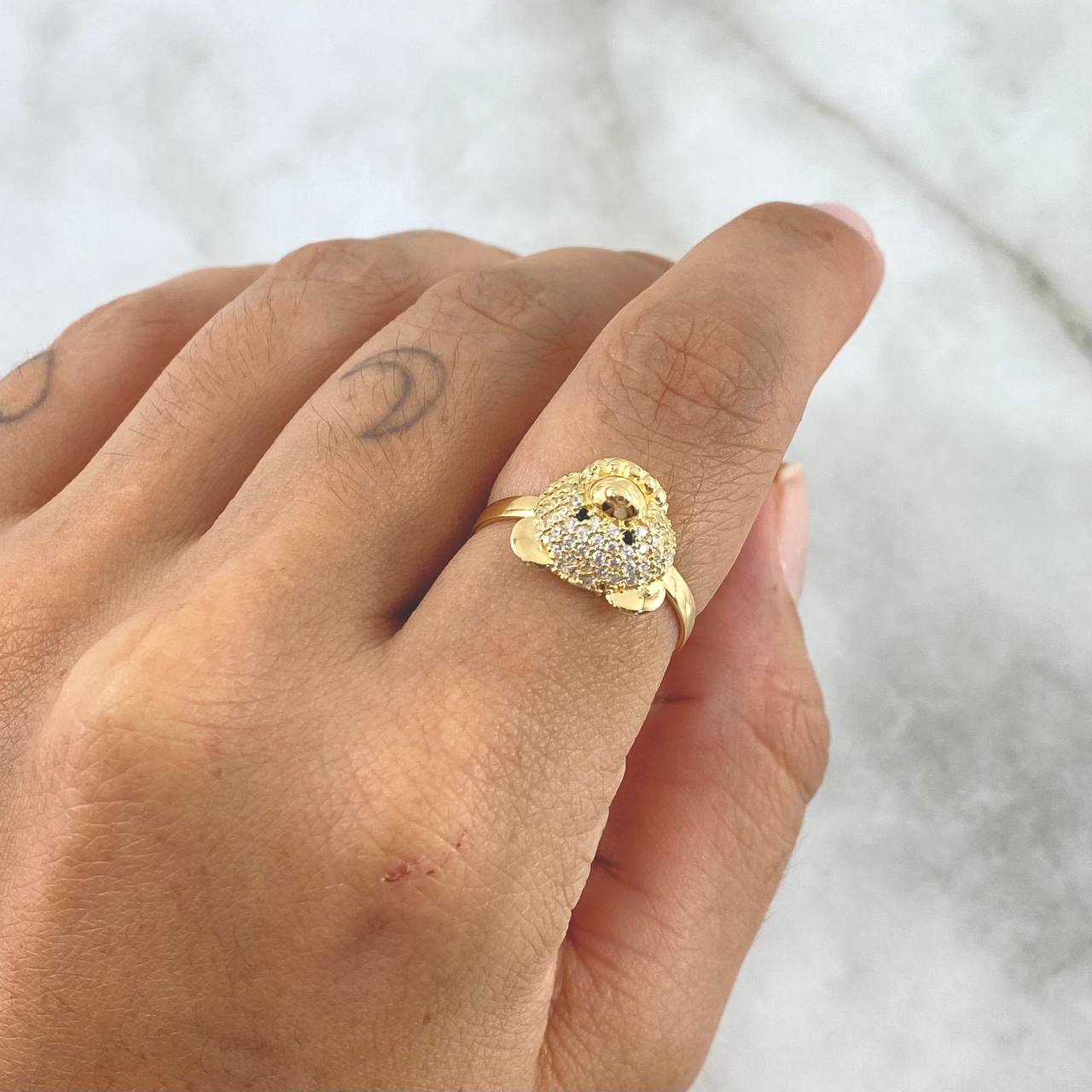 Anillo Rostro Oso 2.6gr / T7 / Oro Amarillo 18K