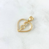 Dije Corazón Infinito 2.05gr / 2.4cm / Circones Blancos - Liso Oro Amarillo 18K *