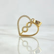 Dije Corazón Infinito 2.05gr / 2.4cm / Circones Blancos - Liso Oro Amarillo 18K *