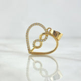 Dije Corazón Infinito 2.05gr / 2.4cm / Circones Blancos - Liso Oro Amarillo 18K *