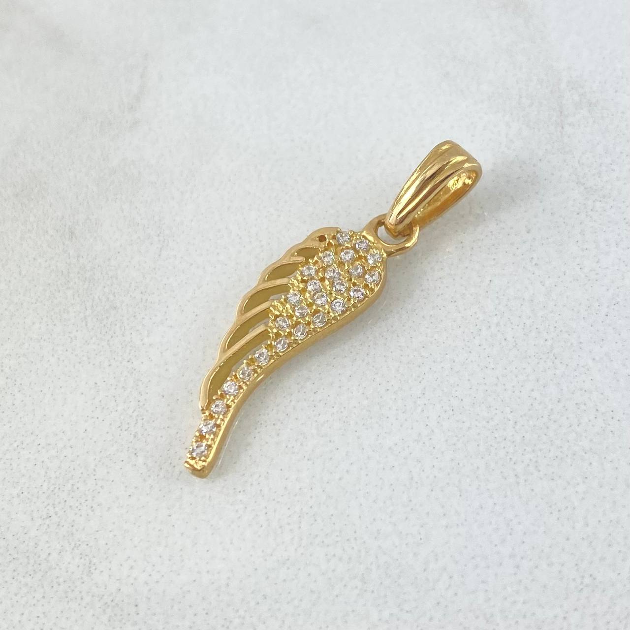 Dije Ala 1.35gr / 2.6cm / Circones Blancos Oro Amarillo 18K *