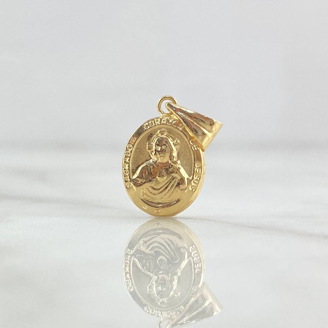 Dije Sagrado Corazón de Jesús - Virgen del Carmen 0.75gr / 2cm / Mate - Liso  Oro Amarillo 18K