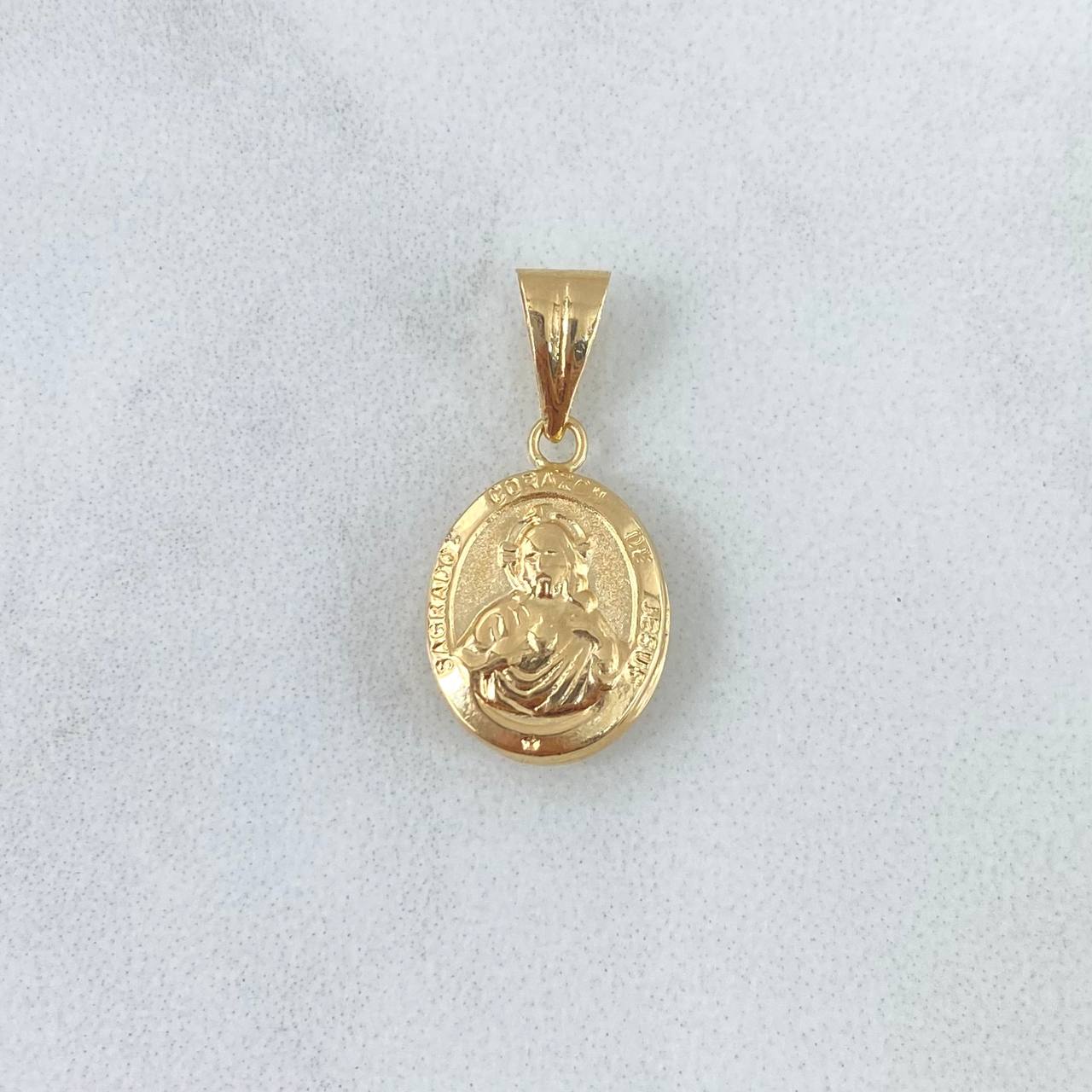 Dije Sagrado Corazón de Jesús - Virgen del Carmen 0.75gr / 2cm / Mate - Liso  Oro Amarillo 18K
