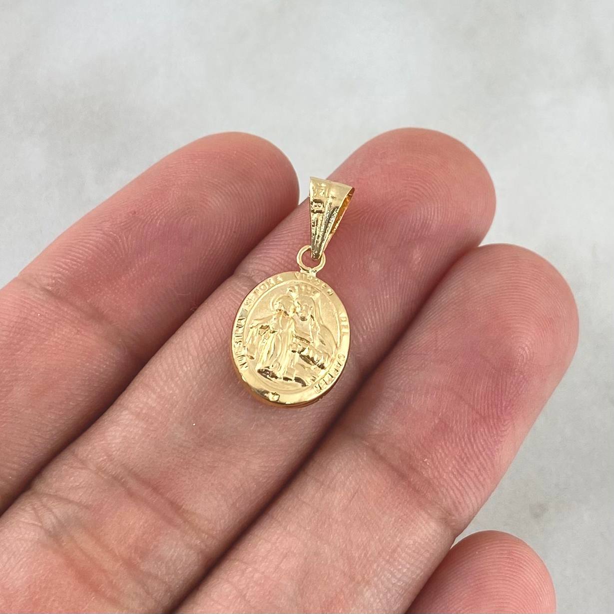 Dije Sagrado Corazón de Jesús - Virgen del Carmen 0.75gr / 2cm / Mate - Liso  Oro Amarillo 18K