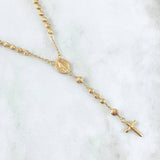 Rosario Virgen Milagrosa 8.35gr / 45cm / 3mm - 4mm Bolas Diamantadas - Cruz Lisa Oro Amarillo 18K *
