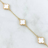 Pulso Aro Seguido Trébol VCyA 4gr / 19cm / 10mm Blanco Electrostático Punteado Oro Amarillo 18K ©